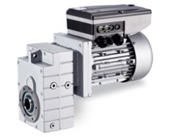 Shaft-mounted helical gearbox with three-phase AC motor and Inverter Drives 8400 motec